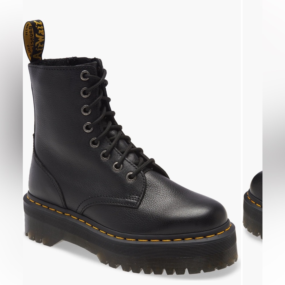 NEW Dr Martens Black Leather Platform Boots, Size 8